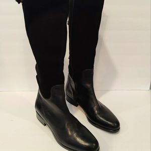 Heyraud Knee High Black Leather Boots